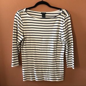 Ann Taylor Women’s Striped 3/4 Sleeve Top